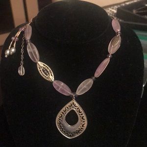 Silpada Necklace .925 Sterling Silver w/ Amethyst and Pearls